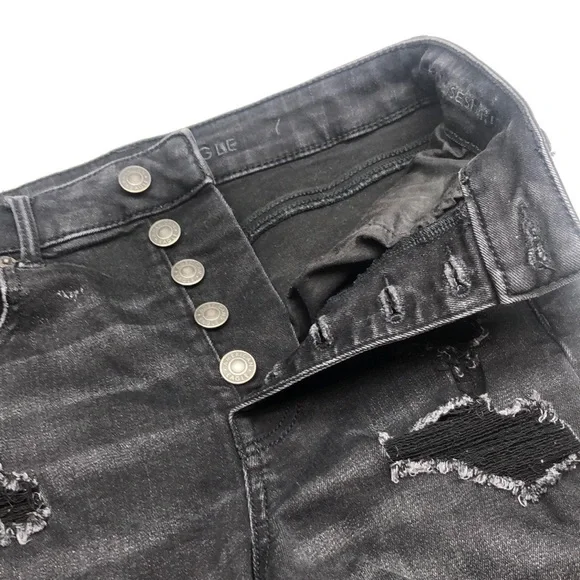 BUTTONFLY AMERICAN EAGLE SUPER HI-RISE SHORTIE JEAN SHORTS 6/28 ⭐️ - Picture 2 of 11